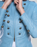 Women's Light Blue Leather Jacket – Belen | Leather Trend