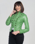 Women's Green Leather Jacket - Belen | Leather Trend