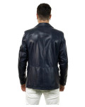 Giacca in Pelle da Uomo Blu - Ettore | Leather Trend