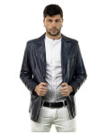 Men's Blue Leather Jacket - Ettore | Leather Trend