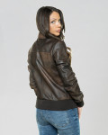 Women's Dark Brown Leather Bomber Jacket - Cloe | Leather Trend