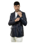 Men's Blue Leather Jacket - Ettore | Leather Trend