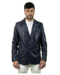 Men's Blue Leather Jacket - Ettore | Leather Trend