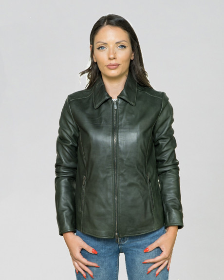 Women's Green Leather Jacket - Eva | Leather Trend 2