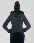 Shearling woman with hood mod. Naomi Grey in real Shearling 100% made in Italy