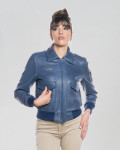 Bomber in Pelle da Donna Blu - Livia | Leather Trend