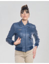 Women's leather jacket mod. Aviator in genuine Blue leather 100% made in Italy