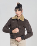 Women's Nubuck and Shearling Bomber Jacket - Livia | Leather Trend