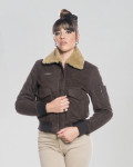 Women's Nubuck and Shearling Bomber Jacket - Livia | Leather Trend