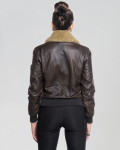 Bomber in Pelle e Montone Donna Testa di Moro - Livia | Leather Trend