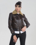 Bomber in Pelle e Montone Donna Testa di Moro - Livia | Leather Trend