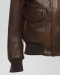 Bomber in Pelle e Montone Donna Testa di Moro - Livia | Leather Trend