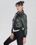 Bomber in Pelle da Donna Verde - Livia | Leather Trend