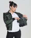 Bomber in Pelle da Donna Verde - Livia | Leather Trend