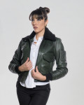 Bomber in Pelle e Montone Donna Verde - Livia | Leather Trend
