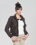 Women's Nubuck Leather Bomber Jacket - Livia | Leather Trend