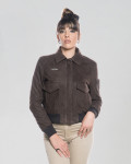 Women's Nubuck Leather Bomber Jacket - Livia | Leather Trend