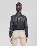 Women's leather jacket mod. Aviator in genuine Black leather 100% made in Italy