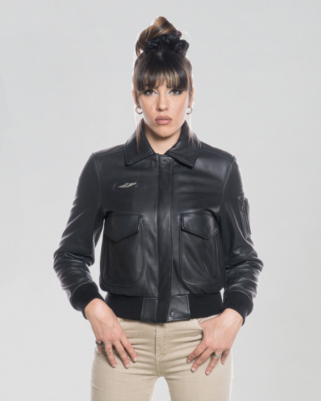 Bomber in Pelle da Donna Nero - Livia | Leather Trend