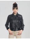 Women's leather jacket mod. Aviator in genuine Black leather 100% made in Italy
