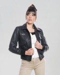 Women's leather jacket mod. Aviator in genuine Black leather 100% made in Italy