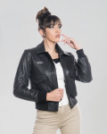 Women's leather jacket mod. Aviator in genuine Black leather 100% made in Italy