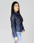 Women's Blue Leather Jacket - Vanessa | Leather Trend