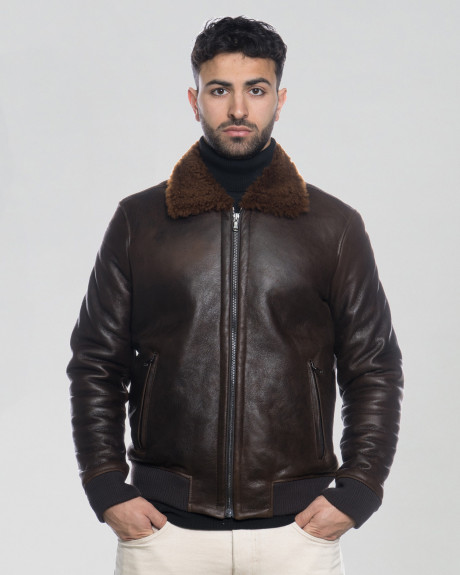 Carlo Bis - Bomber Uomo in Shearling Testa di Moro