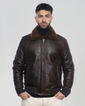 Carlo Bis – Men’s Dark Brown Shearling Bomber Jacket