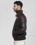 Carlo Bis – Men’s Dark Brown Shearling Bomber Jacket