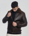 Carlo Bis – Men’s Dark Brown Shearling Bomber Jacket