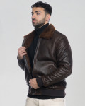 Carlo Bis – Men’s Dark Brown Shearling Bomber Jacket