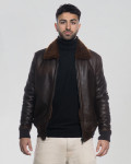 Carlo Bis – Men’s Dark Brown Shearling Bomber Jacket