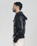 Black men's leather jacket in genuine leather 100% made in Italy.