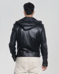 Black men's leather jacket in genuine leather 100% made in Italy.