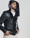 Black men's leather jacket in genuine leather 100% made in Italy.