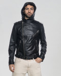 Black men's leather jacket in genuine leather 100% made in Italy.