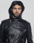 Black men's leather jacket in genuine leather 100% made in Italy.