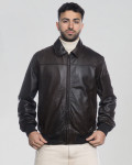 Men's Dark Brown Leather Bomber Jacket - Fonzie | Leather Trend