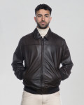 Men's Dark Brown Leather Bomber Jacket - Fonzie | Leather Trend