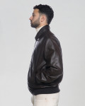 Men's Dark Brown Leather Bomber Jacket - Fonzie | Leather Trend