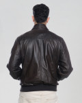 Men's Dark Brown Leather Bomber Jacket - Fonzie | Leather Trend