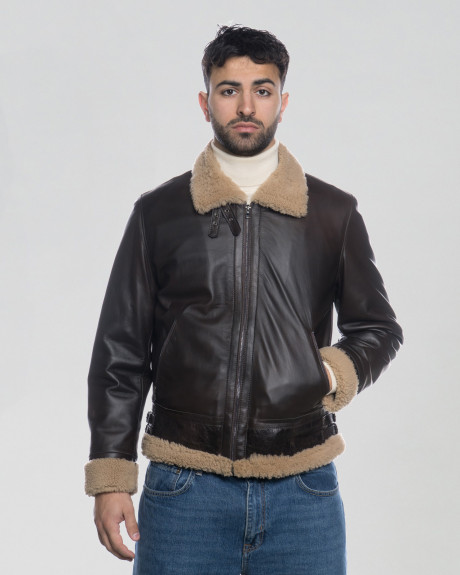 Men's leather and shearling jacket - Francesco | Leather Trend