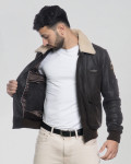 Vintage Nubuck and Shearling Bomber Jacket - Dante | Leather Trend
