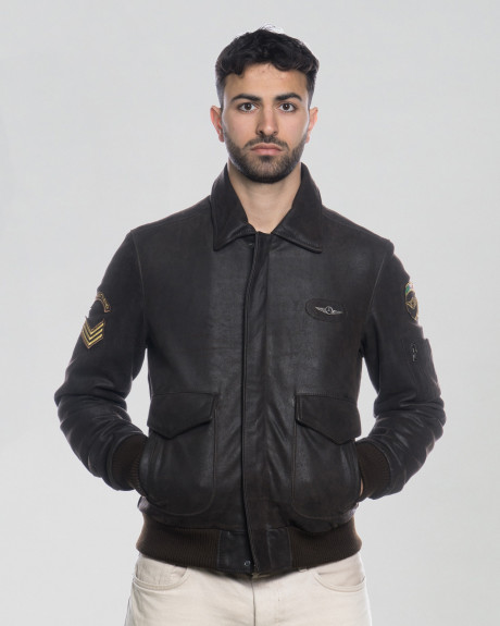 Vintage Nubuck Leather Bomber Jacket - Dante | Leather Trend