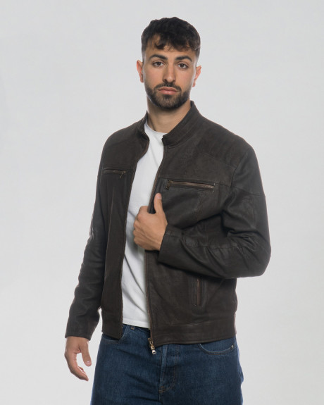 Biker in Nabuk Effetto Graffiato da Uomo - Attila | Leather Trend 2