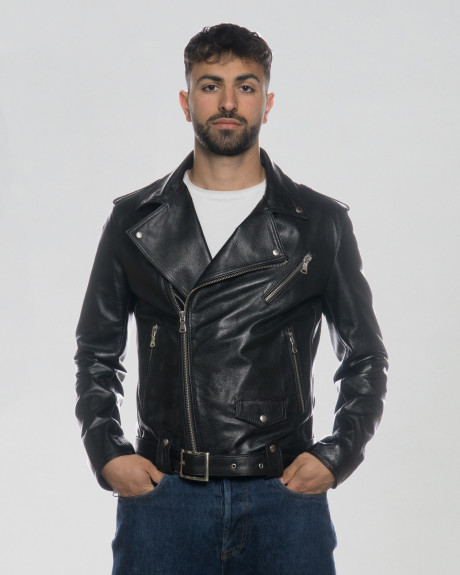 Chiodo Tre Tasche Nero Effetto Dollaro in Pelle | Leather Trend