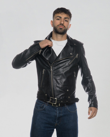 Chiodo Tre Tasche Nero Effetto Dollaro in Pelle | Leather Trend 2