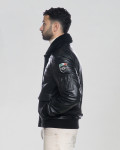 Black Leather and Shearling Bomber Jacket - Dante | Leather Trend