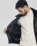 Black Leather and Shearling Bomber Jacket - Dante | Leather Trend